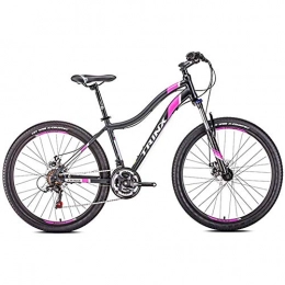 CXY-JOEL Mountain Bike CXY-JOEL Womens Mountain Bikes, 21-Speed Dual Disc Brake Mountain Trail Bike, Front Suspension Hardtail Mountain Bike, Adult Bicycle, 24 Inches White Suitable for Men and Women, Cycling and Hiking, 24