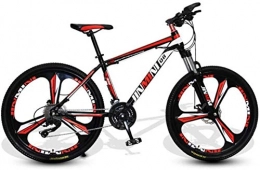 DALUXE Bike DALUXE 24 Inches 26 Inch Mountain Bikes, Men's Dual Disc Brake Hardtail Mountain Bike, bicycle adjustable seat, high-carbon steel frame, 21 speed, 3 spoke (black and red), xl
