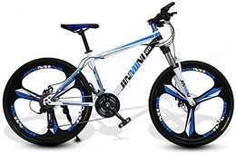 DALUXE Bike DALUXE 24 Inches 26 Inch Mountain Bikes, Men's Dual Disc Brake Hardtail Mountain Bike, bicycle adjustable seat, high-carbon steel frame, 21 speed, 3 spoke (white and blue), l