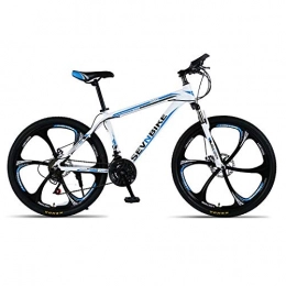 DGAGD Mountain Bike DGAGD 24-inch aluminum alloy frame mountain bike variable speed six-wheel road bike-White blue_24 speed