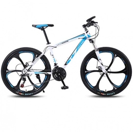 DGAGD Mountain Bike DGAGD 24 inch bicycle mountain bike adult variable speed light bicycle six cutter wheels-White blue_24 speed