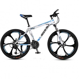 DGAGD Mountain Bike DGAGD 24 inch mountain bike adult variable speed dual disc brake aluminum alloy bicycle six cutter wheels-White blue_21 speed