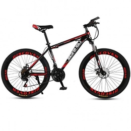 DGAGD Mountain Bike DGAGD 24 inch mountain bike bicycle adult variable speed dual disc brake high carbon steel bicycle 40 cutter wheels-Black red_24 speed