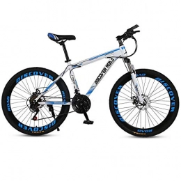 DGAGD Mountain Bike DGAGD 24 inch mountain bike bicycle adult variable speed dual disc brake high carbon steel bicycle 40 cutter wheels-White blue_27 speed