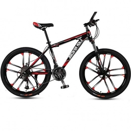 DGAGD Mountain Bike DGAGD 24 inch mountain bike bicycle adult variable speed dual disc brake high carbon steel bicycle ten cutter wheels-Black red_24 speed