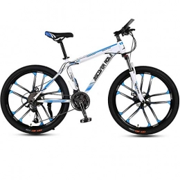 DGAGD Mountain Bike DGAGD 24 inch mountain bike bicycle adult variable speed dual disc brake high carbon steel bicycle ten cutter wheels-White blue_21 speed