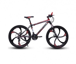 DGAGD Mountain Bike DGAGD 24 inch mountain bike bicycle men and women lightweight dual disc brakes variable speed bicycle six-wheel-Black red_27 speed