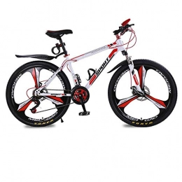 DGAGD Mountain Bike DGAGD 24 inch mountain bike bicycle men's and women's adult variable speed dual disc brake bicycle tri-spindle wheel-White Red_30 speed