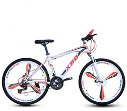 DGAGD Mountain Bike DGAGD 24 inch wide frame mountain bike wide tire variable speed adult disc brake three-wheel bicycle-White Red_21 speed