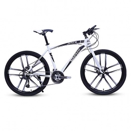 DGAGD Mountain Bike DGAGD 26 inch mountain bike bicycle adult portable road variable speed bicycle ten cutter wheels-White black_30 speed