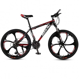 DGAGD Mountain Bike DGAGD 26 inch mountain bike bicycle adult variable speed dual disc brake high carbon steel bicycle six cutter wheels-Black red_21 speed