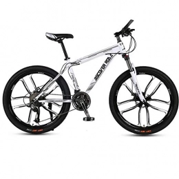 DGAGD Mountain Bike DGAGD 26 inch mountain bike bicycle adult variable speed dual disc brake high carbon steel bicycle ten cutter wheels-white_24 speed