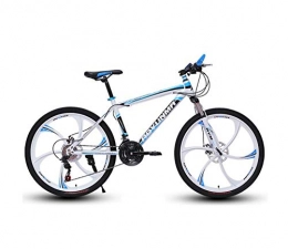 DGAGD Mountain Bike DGAGD 26 inch mountain bike bicycle men and women lightweight dual disc brakes variable speed bicycle six blade wheels-White blue_24 speed