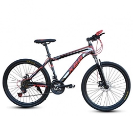 DGAGD Mountain Bike DGAGD 26 inch wide frame mountain bike wide tire variable speed adult disc brake spoke wheel bicycle-Black red_27 speed