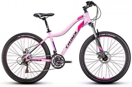 DIMPLEYA Mountain Bike DIMPLEYA Womens Mountain Bikes, 21-Speed Dual Disc Brake Mountain Trail Bike, Front Bike, Adult Bicycle, 24 Inches White, 26 Inches Pink