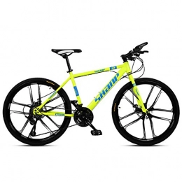 DLC Bike DLC 26 inch Mountain Bikes, Men's Dual Disc Brake Hardtail Mountain Bike, Bicycle Adjustable Seat, High-Carbon Steel Frame, 21 Speed, White 3 Spoke, 24 Speed, Yellow 10 Spoke