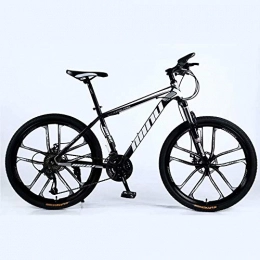 DLC Mountain Bike DLC Country Mountain Bike 26 inch with Double Disc Brake, Adult MTB, Hardtail Bicycle with Adjustable Seat, Thickened Carbon Steel Frame, Black, 10 Cutters Wheel, 24 Stage Shift, 30 Stage Shift, 24Inches