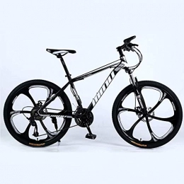 DLC Mountain Bike DLC Country Mountain Bike 26 inch with Double Disc Brake, Adult MTB, Hardtail Bicycle with Adjustable Seat, Thickened Carbon Steel Frame, Black, 6 Cutters Wheel, 21 Stage Shift, 30 Stage Shift, 26Inches