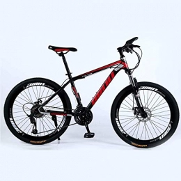 DLC Bike DLC Country Mountain Bike 26 inch with Double Disc Brake, Adult MTB, Hardtail Bicycle with Adjustable Seat, Thickened Carbon Steel Frame, Black&Amp;Red, Spoke Wheel, 21 Stage Shift, 30 Stage Shift, 26In