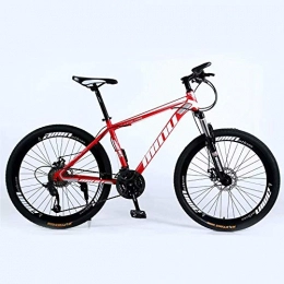 DLC Mountain Bike DLC Country Mountain Bike 26 inch with Double Disc Brake, Adult MTB, Hardtail Bicycle with Adjustable Seat, Thickened Carbon Steel Frame, Red, Spoke Wheel, 21 Stage Shift, 30 Stage Shift, 26Inches