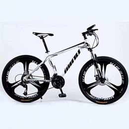 DLC Mountain Bike DLC Country Mountain Bike 26 inch with Double Disc Brake, Adult MTB, Hardtail Bicycle with Adjustable Seat, Thickened Carbon Steel Frame, White Black, 3 Cutters Wheel, 27 Stage Shift, 27 Stage Shift, 24I