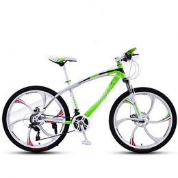 DLT Mountain Bike DLT 24-Speed High Tensile Steel 6 Shock Suspension Mountain Bikes, 26-inch Men's And Women's Road Bicycles 300 Lb. Load Limit, Fork Rear Suspension Anti-Slip (Color : Green)