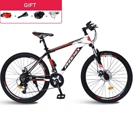 Dsrgwe Bike Dsrgwe 26inch Mountain Bike / Bicycles, Carbon Steel Frame, Front Suspension and Dual Disc Brake, 26inch Wheels, 24 Speed (Color : Black+Red)