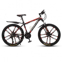 NLRHH Mountain Bike Dual Disc Brake Bicycle, 26 Inch All Terrain Mountain Bike, 21-Speed Drivetrain, High Carbon Steel Frame, for Mens Women, Multiple Choices peng (Color : Black red)