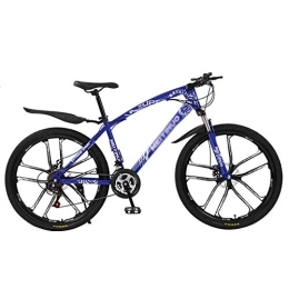 DULPLAY Mountain Bike DULPLAY Dual Disc Brake Shock Absorption Front Suspension, Men's And Women's Shift Mountain Bikes, Mountain Bike Bicycle Blue 10 Spoke 26", 24-speed