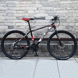 DULPLAY Bike DULPLAY High-carbon Steel Hardtail Mountain Bike, Mountain Bicycle With Adjustable Memory Foam Seat, Men's Mountain Bikes Black And Red 24", 21-speed