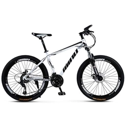 DULPLAY Bike DULPLAY Lightweight Dual Disc Brake Mountain Bikes, High-carbon Steel Mountain Bicycle With Front Suspension, Adult Mountain Bike White And Black 26", 27-speed