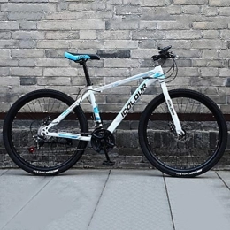 DULPLAY Mountain Bike DULPLAY Men's Mountain Bikes, Mountain Bicycle With Adjustable Memory Foam Seat, High-carbon Steel Hardtail Mountain Bike White And Blue 26", 24-speed