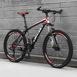 TOPYL Mountain Bike Durable Mountain Bike For Adult, Lightweight Aluminum Full Suspension Frame, Foldable City Riding Mountain Cycling For Travel Go Working Black / red 24", 30 Speed