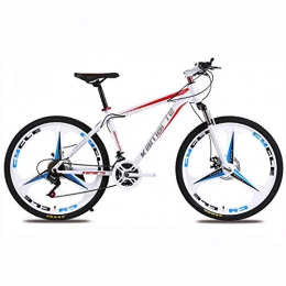 Alapaste Mountain Bike ERGONOMIC DESIGN Adjustable Saddle Bike, Performance Stable Front And Rear Double Disc Brakes Bike, 34.1 Inch 27 Speed Low Noise Mountain Bikes-White red 34.1 inch.27 speed