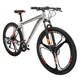 EUROBIKE Mountain Bike Eurobike Aluminum Frame X9 Mountain Bike 29 Inch 3 Spoke Wheels 21 Speed Bicycle Silver