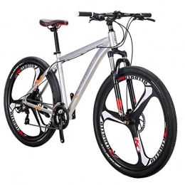 EUROBIKE Mountain Bike Eurobike Bikes X9 Aluminum Frame 29 Inches 3-Spoke Wheels Mountain Bike 21 Speed Dual Disc Brake Bicycle Silver