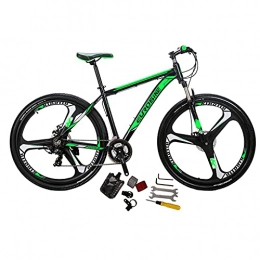 EUROBIKE Bike Eurobike Bikes X9 Aluminum Frame Mountain Bike 29 Inches 3-Spoke Wheels 21 Speed Dual Disc Brake Bicycle Black Green