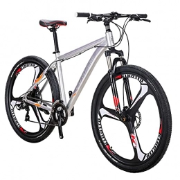 EUROBIKE Mountain Bike Eurobike Mountain Bike 29 inch Wheel 19 inch Aluminium Frame Adult Mens Bicycle (silver)