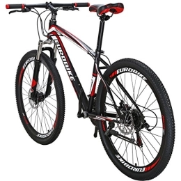 EUROBIKE Mountain Bike Eurobike Mountain Bike, X1 Bicycle, 27.5" 21Speed, MTB Disc Brake Bike (Red)