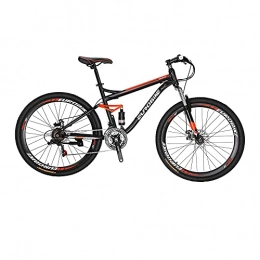 EUROBIKE Mountain Bike Eurobike S7 27.5 Inch Adult Mountain Bike Steel Frame Bicycle 21 Speed Gears Full Suspension MTB Bikes For Men And Woman (S7 orange)