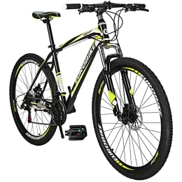 EUROBIKE Mountain Bike Eurobike X1 Mountain Bike, 21 Speed Mountain Bicycle 27.5 Inch, Front Suspension MTB Bikes for Adults Men / Women(32 Spoke-wheel Yellow)
