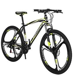 EUROBIKE Bike Eurobike X1 Mountain Bike 27.5 Inches Wheels 21 Speed Dual Disc Brakes For men or women Front Suspension for adult (Yellow Mag wheels)