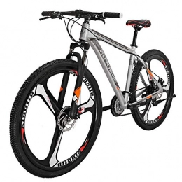 EUROBIKE Mountain Bike Eurobike X9 Mountain Bike 21 Speed 29 Inches 3-Spoke Wheels Dual Disc Brake Aluminum Frame MTB Bicycle Silver