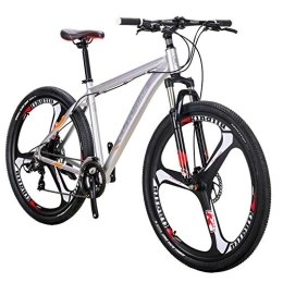 EUROBIKE Bike Eurobike X9 Mountain Bike, 29 Inches Large Adult Mens Aluminum Mountain Bike, 21 Speed Mountain Bicycle for Women Silver