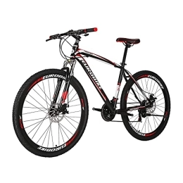 EUROBIKE Bike Eurobike YH X1 Mountain Bike 21 Speed 27.5 Inch Wheels Dual Disc Brake for Mens Front Suspension Bicycle (Red)