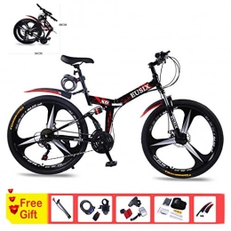 EUSIX X6 Mountain Bike, Portable 21 Speed Mountain Bicycle, 26 Inches Titanium Alloys Wheels, High-carbon Steel Frame with Dual Disc Brake Folding Bikes