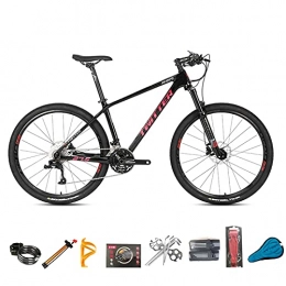 EWYI  EWYI Carbon Fiber Mountain Bike, 27.5 / 29'' MTB 30 / 36 Variable Speed Shock Absorption Outdoor Riding Bicycle, Magnesium-aluminum Alloy Wire-controlled Air Fork Black Red-30sp 27.5