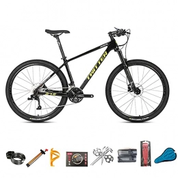 EWYI Bike EWYI Carbon Fiber Mountain Bike, 27.5 / 29'' MTB 30 / 36 Variable Speed Shock Absorption Outdoor Riding Bicycle, Magnesium-aluminum Alloy Wire-controlled Air Fork Black Yellow-30sp 29