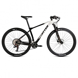 EWYI Bike EWYI Carbon Fiber Mountain Bike, 27.5 / 29'' Shock Absorption Non-slip MTB, Magnesium-aluminum Alloy Wire-controlled Air Fork, Bicycle for Student Adult Bicycle Black White-27.5