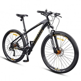 FANG Bike FANG 27.5 Inch Mountain Bikes, Carbon Fiber Frame Dual-Suspension Mountain Bike, Disc Brakes All Terrain Unisex Mountain Bicycle, Gold, 30 Speed